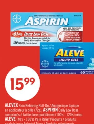 ALEVEX Pain Relieving Roll-On (72g), ASPIRIN Da…