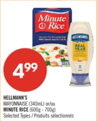HELLMANN'S MAYONNAISE (340mL) or MINUTE RICE (6…
