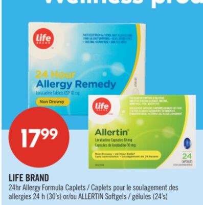 LIFE BRAND 24hr Allergy Formula Caplets or ALLE…