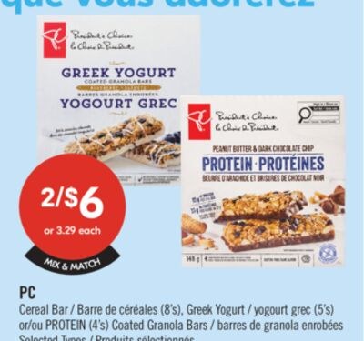PC Cereal Bar (8's), Greek Yogurt (5's) or PROT…