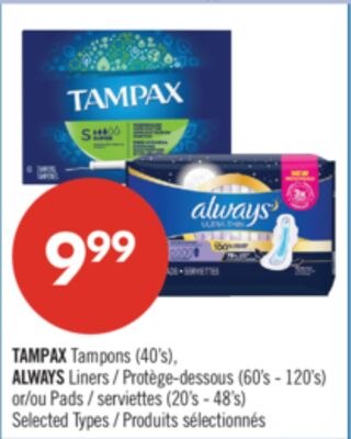 TAMPAX Tampons (40's), ALWAYS Liners (60's-120'…