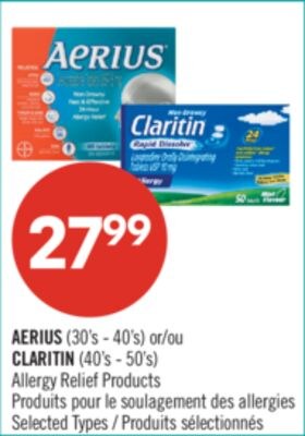 AERIUS (30's - 40's) or CLARITIN (40's - 50's) …