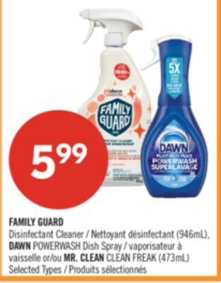 FAMILY GUARD Disinfectant Cleaner (946mL), DAWN…