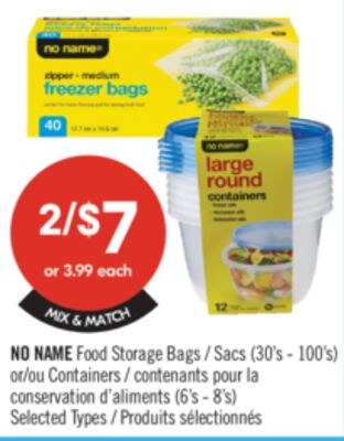 NO NAME Food Storage Bags (30's -100's) or Cont…
