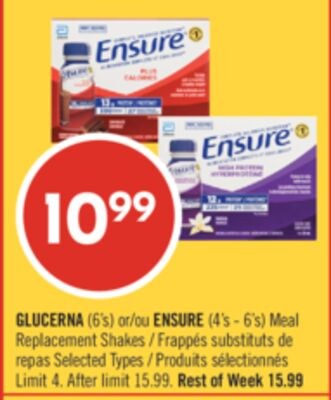 GLUCERNA 6's or ENSURE 4's - 6's Meal Replaceme…