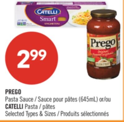 PREGO Pasta Sauce CATELLI Pasta