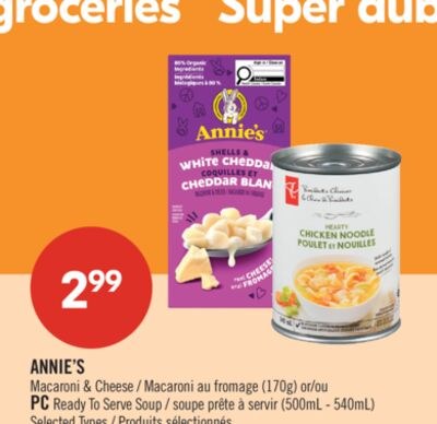 ANNIE'S Macaroni & Cheese (170g) or PC Ready To…