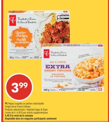 PC Repas surgelés en portion individuelle