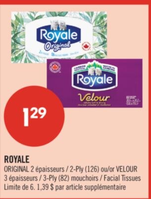 ROYALE ORIGINAL 2 épaisseurs (126) ou/or VELOUR…