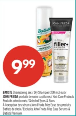 BATISTE Shampooing sec (200 mL) ou JOHN FRIEDA …