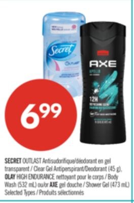 SECRET OUTLAST Antisudorifique/déodorant en gel…