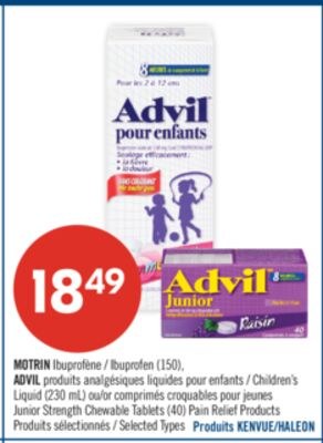 MOTRIN Ibuprofène (150), ADVIL produits analgés…
