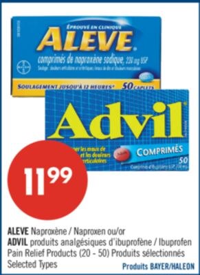 ALEVE Naproxène ou ADVIL produits analgésiques …