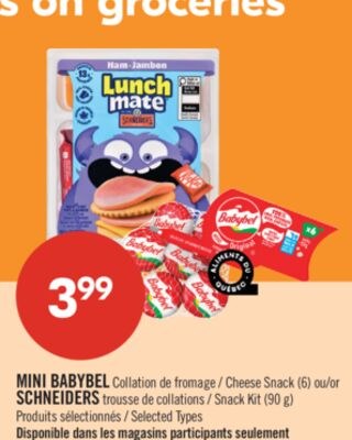 MINI BABYBEL Collation de fromage (6) ou SCHNEI…