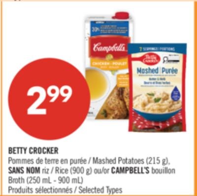 BETTY CROCKER pommes de terre en purée (215 g),…