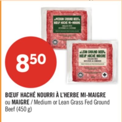 BŒUF HACHÉ NOURRI À L'HERBE MI-MAIGRE ou MAIGRE