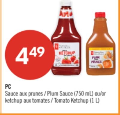 PC Sauce aux prunes (750 mL) ou ketchup aux tom…