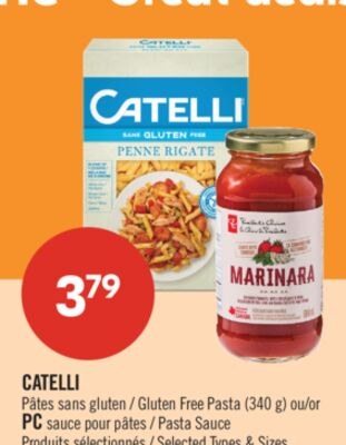 CATELLI Pâtes sans gluten (340 g) ou PC sauce p…