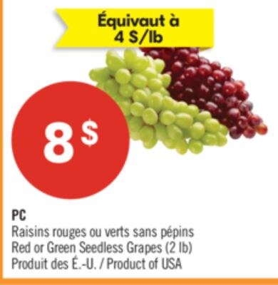 Raisins rouges ou verts sans pépins