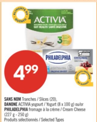 SANS NOM Tranches (20), DANONE ACTIVIA yogourt …
