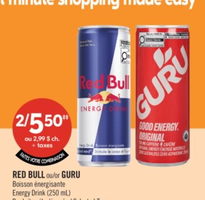 RED BULL ou GURU Boisson énergisante