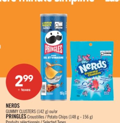 NERDS GUMMY CLUSTERS (142 g) ou PRINGLES Croust…