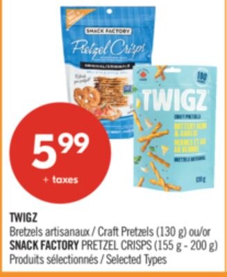 TWIGZ Bretzels artisanaux (130 g) ou SNACK FACT…