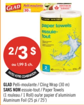 GLAD Pelli-moulante (30 m) SANS NOM essuie-tout…