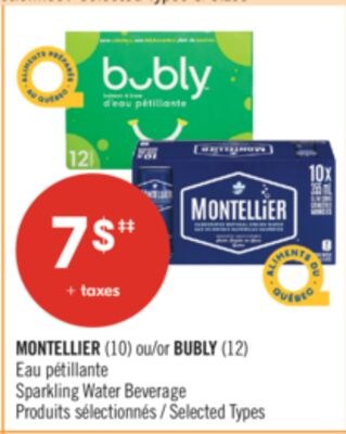 MONTELLIER (10) ou BUBLY (12) Eau pétillante