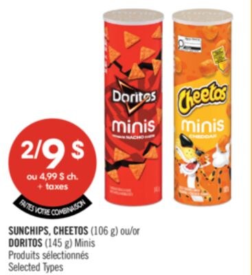 SUNCHIPS, CHEETOS (106 g) ou DORITOS (145 g) Mi…