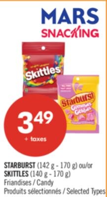 STARBURST (142 g - 170 g) ou SKITTLES (140 g - …