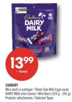 CADBURY Mini-œufs à partager ou DAIRY MILK mini…