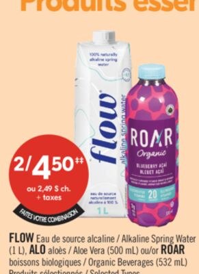 FLOW Eau de source alcaline (1 L), ALO aloès (5…