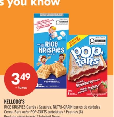 KELLOGG'S RICE KRISPIES Carrés, NUTRI-GRAIN Bar…
