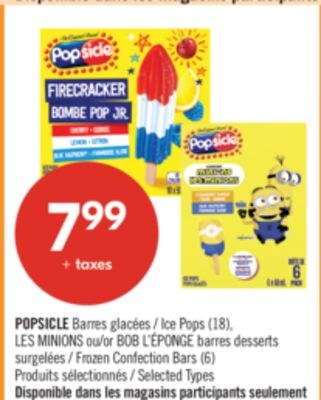 POPSICLE Barres glacées (18), LES MINIONS ou BO…