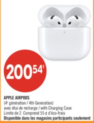 APPLE AIRPODS (4e génération) avec étui de rech…