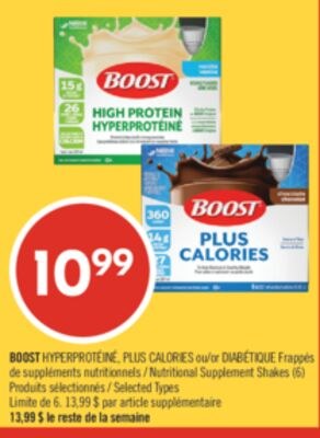 BOOST HYPERPROTÉINÉ, PLUS CALORIES ou DIABÉTIQU…