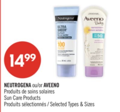 NEUTROGENA ou AVEENO Produits de soins solaires