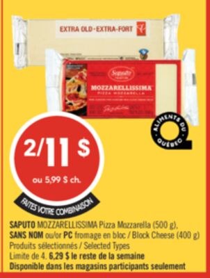 FAITES VOTRE COMBINAISON SAPUTO MOZZARELLISSIMA…