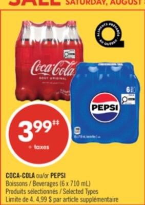 COCA-COLA ou PEPSI Boissons