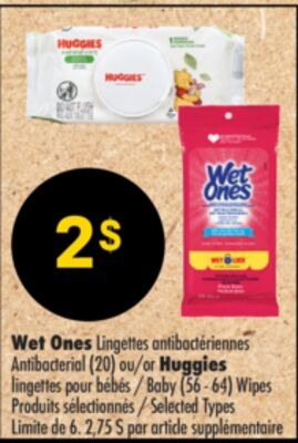 Wet Ones Lingettes antibactériennes (20) ou Huggi…