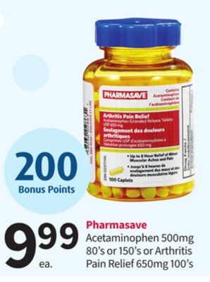 Pharmasave Acetaminophen 500mg 80's or 150's or…