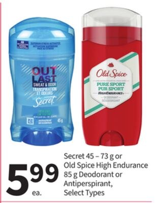 Secret 45 – 73 g or Old Spice High Endurance 85…