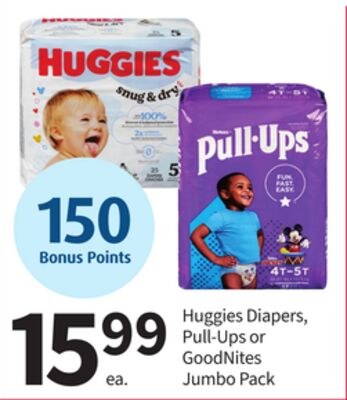 Huggies Diapers, Pull-Ups or GoodNites Jumbo Pa…