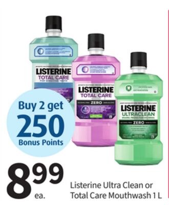 Listerine Ultra Clean or Total Care Mouthwash