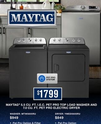 MAYTAG® 5.5 CU. FT. I.E.C. PET PRO TOP LOAD WAS…