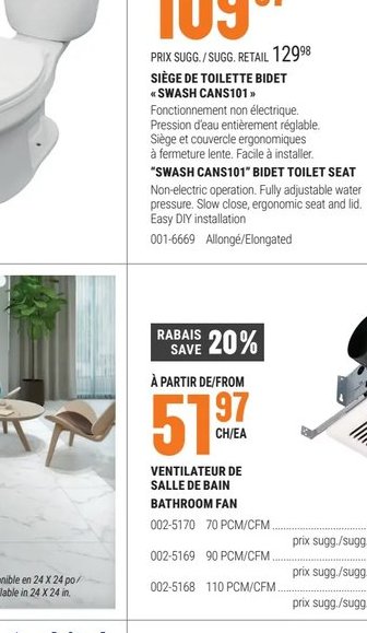 Brondell Siège de Toilette Bidet Swash Canister