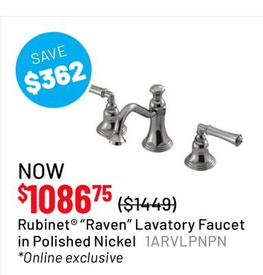 Rubinet® "Raven" Lavatory Faucet in Polished Ni…