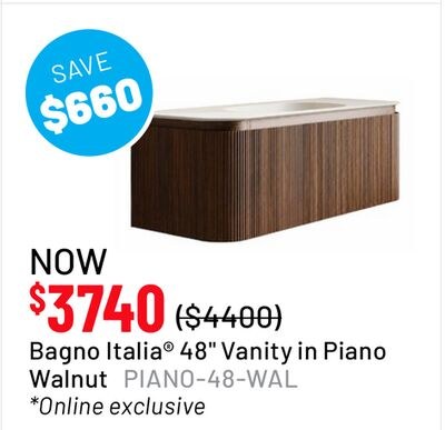 Bagno Italia® 48" Vanity in Piano Walnut