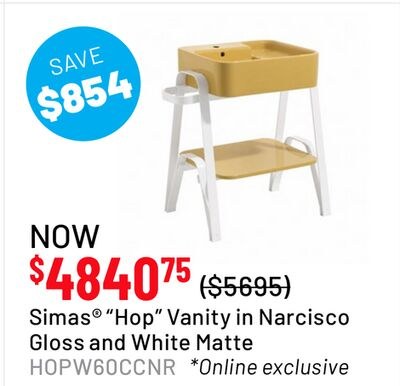 Simas®" Hop" Vanity in Narcisco Gloss and White…